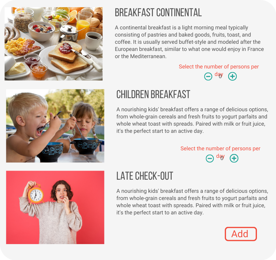Hotel upselling breakfast